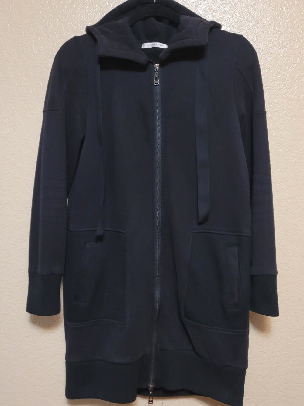 Lowrys Farm Black Hooded Zip-Front Long Hoodie Size OS